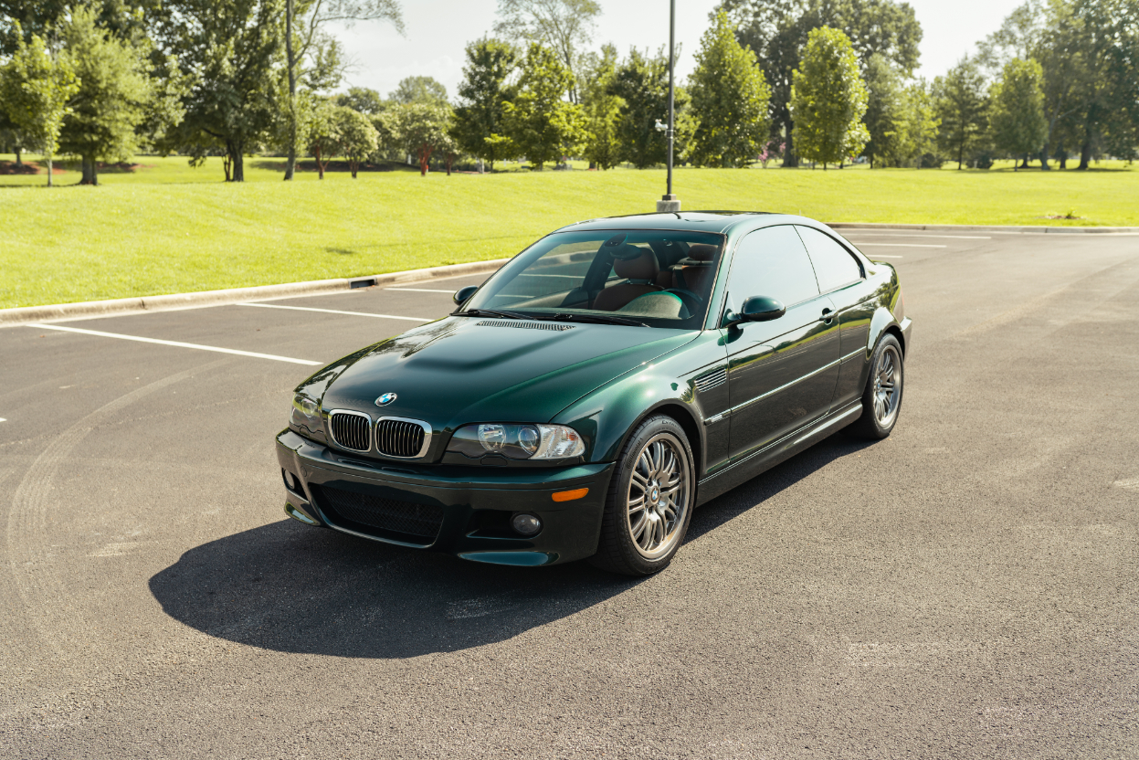 BMW E46 M3 2002 à vendre – Coupé SMG Oxford Green avec cuir Cinnamon
