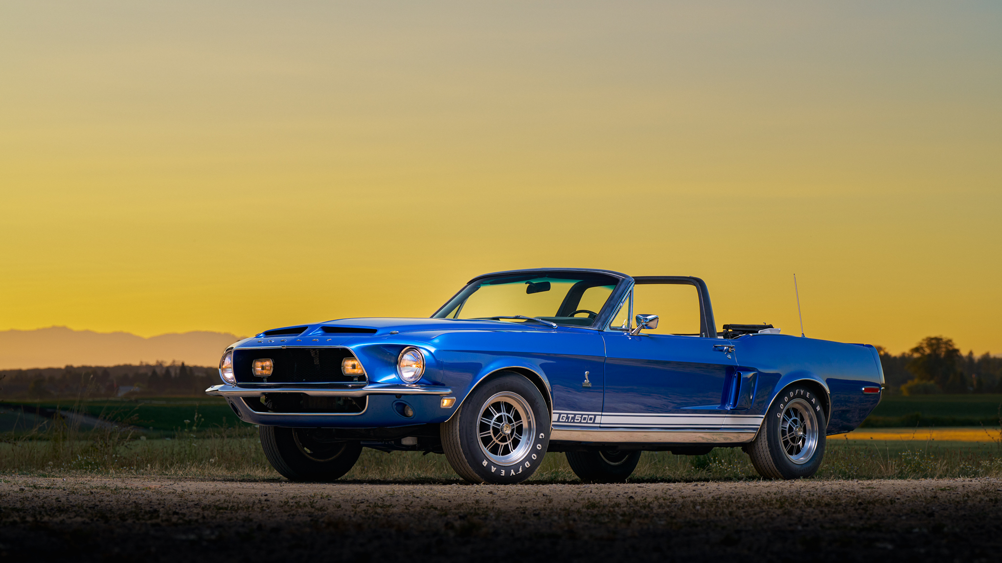 Shelby Mustang GT350 & GT500 1968 à vendre – Cabriolet bleu à V8 428ci et boîte quatre rapports