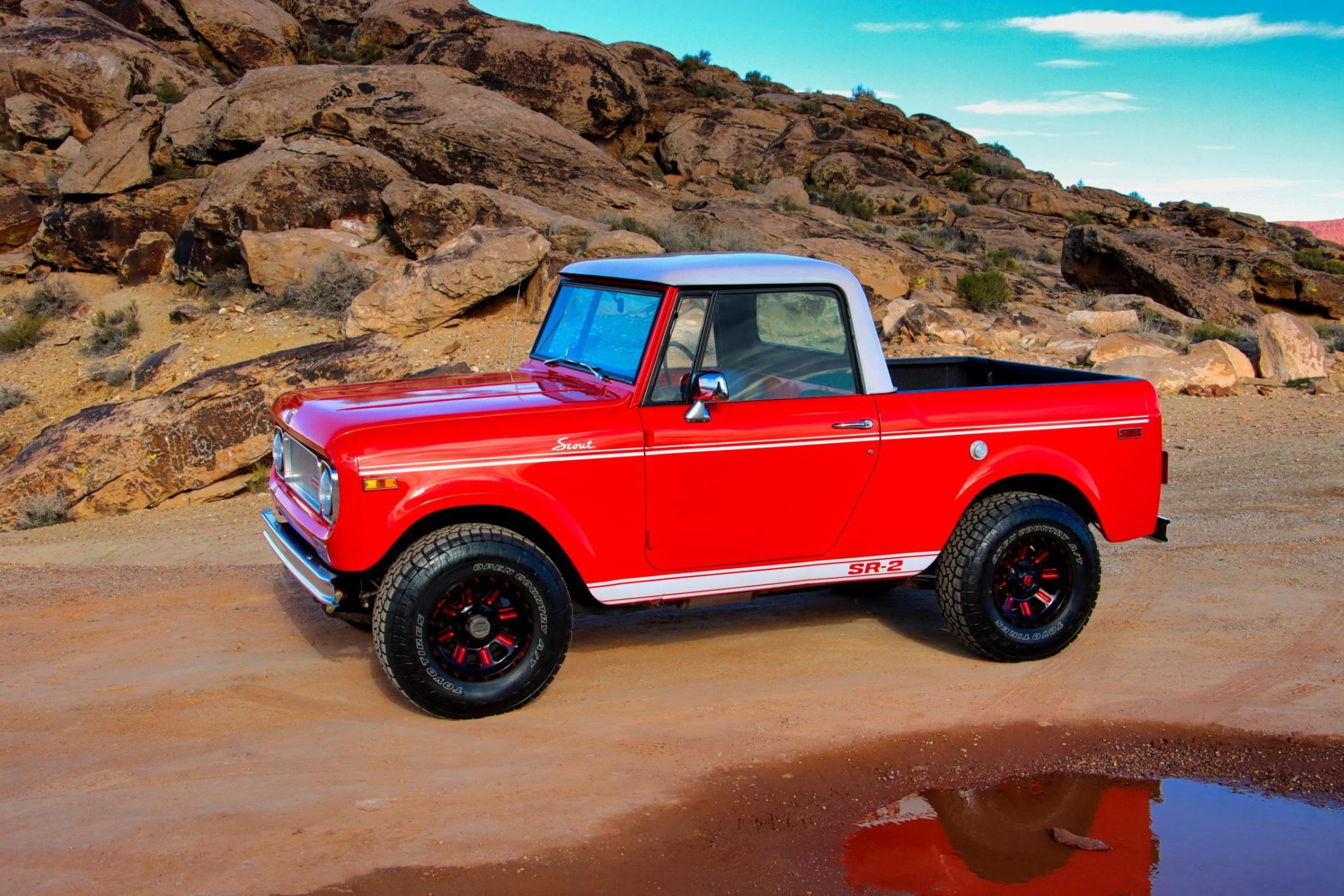 1970 International Harvester Scout zu verkaufen – Flame Red V8 Automatik 4x4