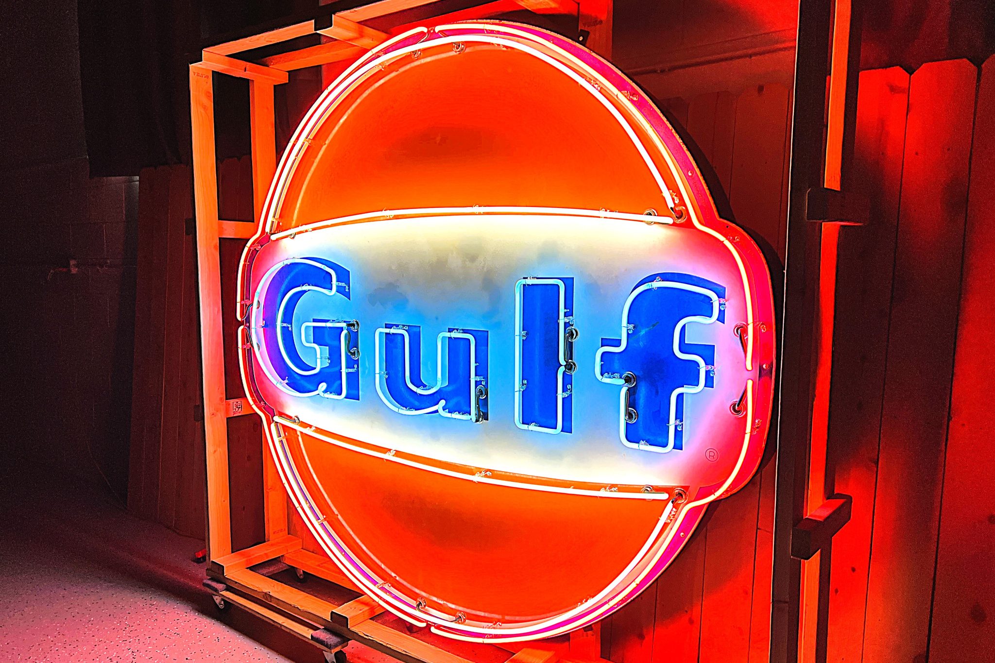 Neon Porcelain Gulf Sign