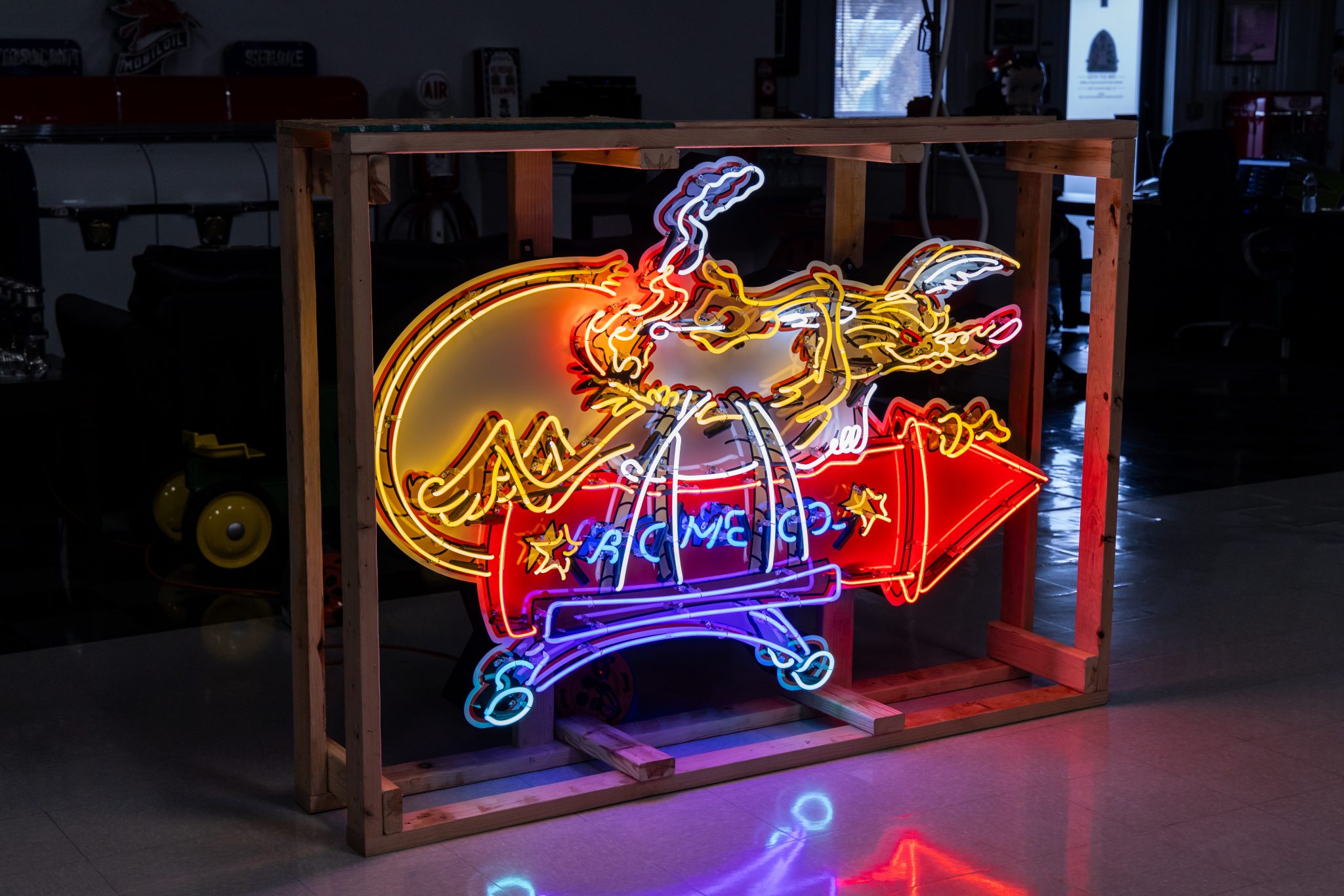 Wile E. Coyote and ACME Rocket Neon Sign