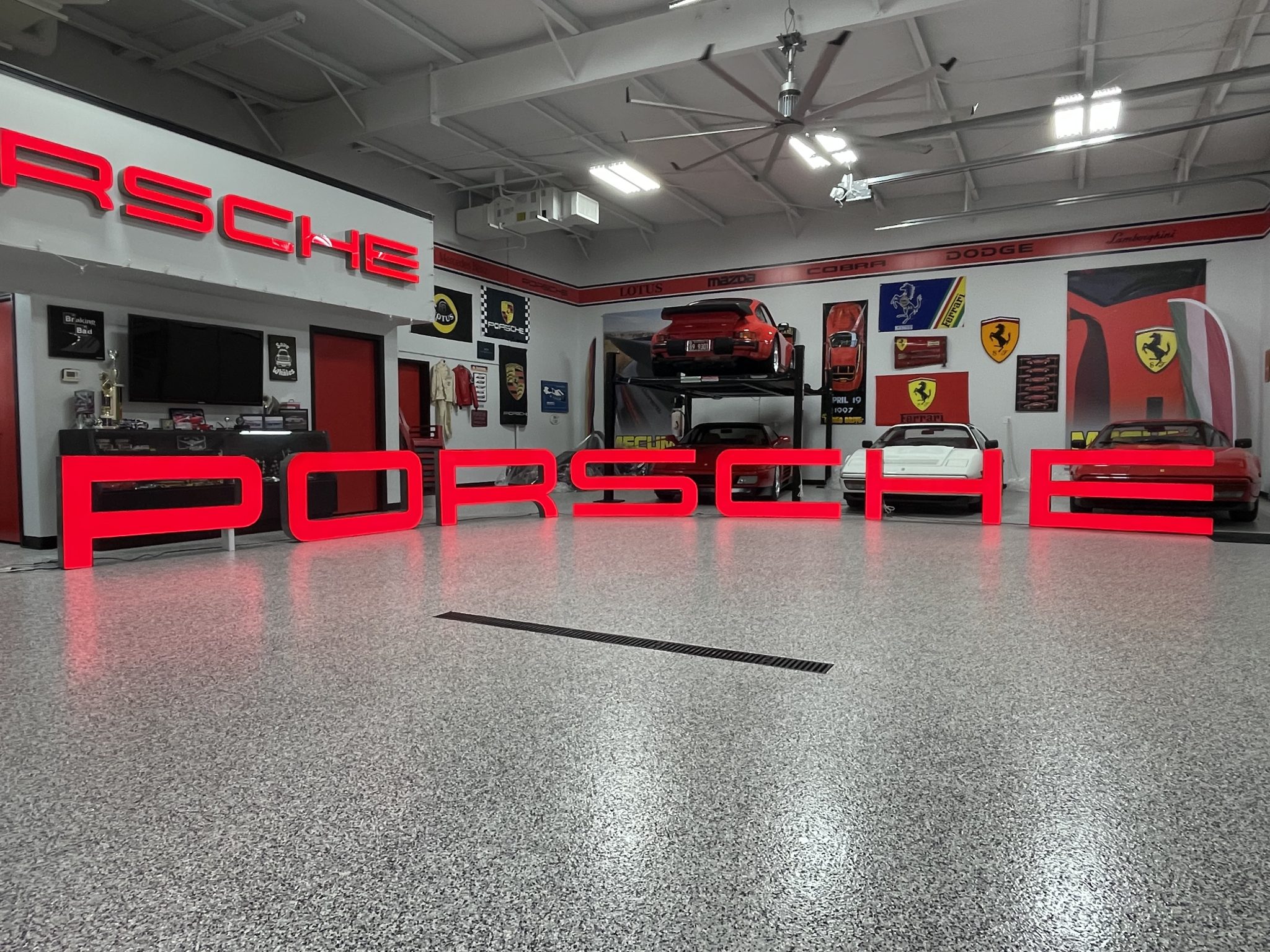 Illuminated Porsche Dealership Sign