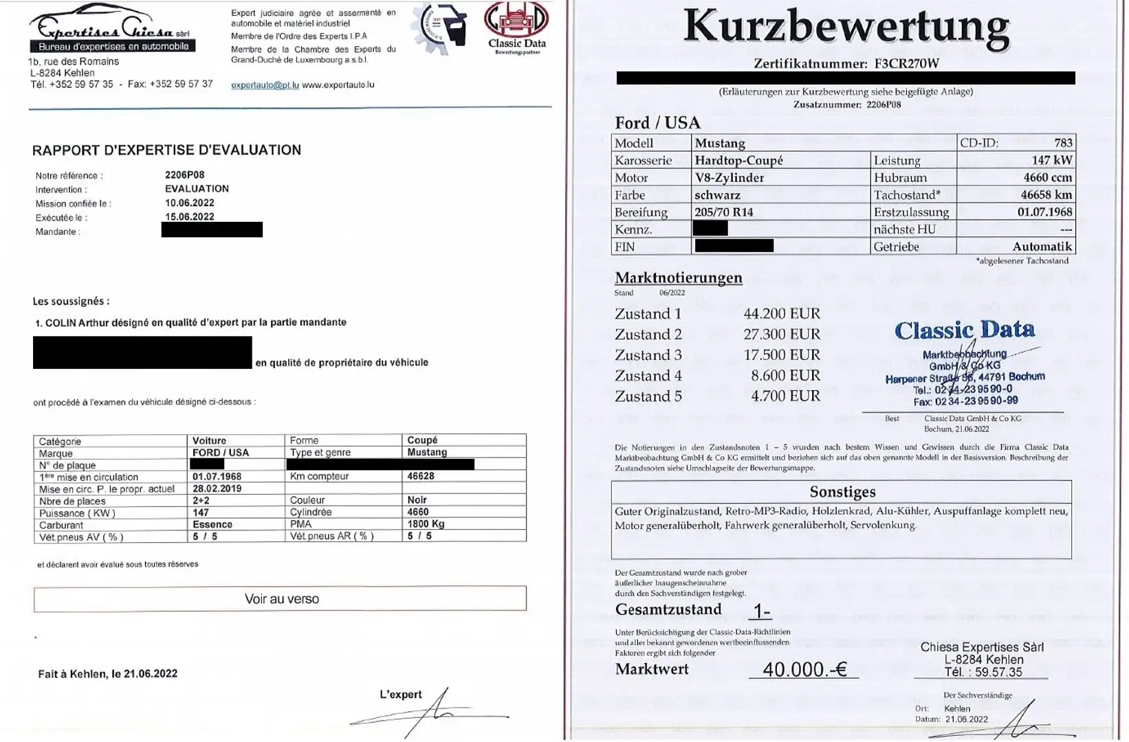 Ford Mustang 4,7LI V8 mit Wertgutachten &uuml;ber 40.000€